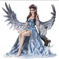 Pacific Giftware Winter Angel Fairy with Dove and Fox Companions in Pale Blue Snow Gown Statue 11” Tall