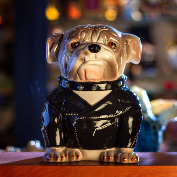 PACIFIC GIFTWARE Punk Rocker Bulldog Styling in a Leather Jacket with Collar Ceramic Cookie Jar