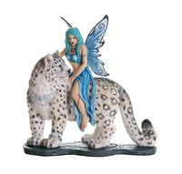 PACIFIC GIFTWARE Fairy Hima with Snow Leopard Collectible Home Decor Figurine