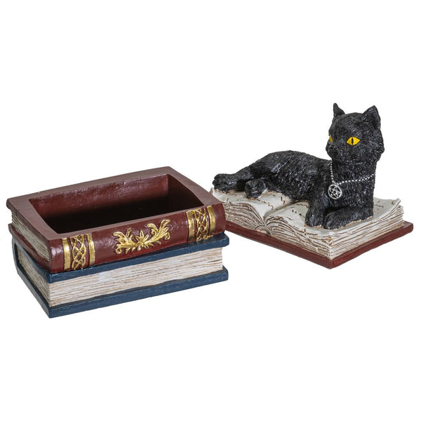 PACIFIC GIFTWARE Wiccan Black Cat Sitting Jewelry Trinket Box