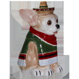 Festival Loving Chihuahua Wearing a Traditional Mexican Poncho Ceramic Cookie Jar