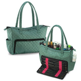 Quilted Shoulder Beauty Bag With Brush Storage Pocket Ideal for Cosmetic Bottles Brushes