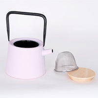 JAPAN COLLECTION Pink Cast Iron Teapot With Wood Lid and Stainless Steel Infuser