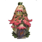PACIFIC GIFTWARE Garden Fairy Cottage Pink Bellflower House Cast Resin Figurine with LED