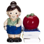 PACIFIC GIFTWARE Apple Teacher Apple Book Ceramic Salt and Pepper Shakers Set