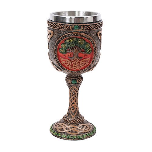 PACIFIC GIFTWARE Tree of Life Wine Goblet Made of Polyresin with Stainless Steel Rim