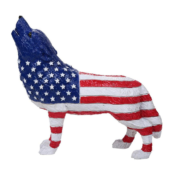 PACIFIC GIFTWARE The Wolf Spirit Collection American Flag Wolf Spirit Collectible Figurine