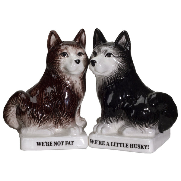 PACIFIC GIFTWARE We're Not Fat Huskies Ceramic Salt and Pepper Shakers Set