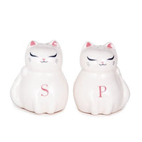 JAPAN COLLECTION Genki Cat White Runa Salt and Pepper Shakers Ceramic Dispenser