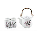 JAPAN COLLECTION White Cherry Blossom Tea Pot with 4 Cups Set
