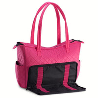 Quilted Shoulder Beauty Bag With Brush Storage Pocket Ideal for Cosmetic Bottles Brushes