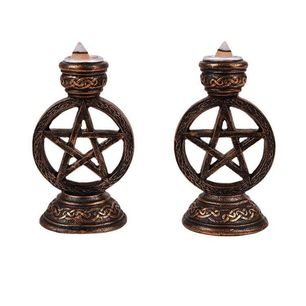 PACIFIC GIFTWARE Wicca Pagan Witchcraft Pentagram Candle Incense Holder Set