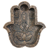 Pacific Giftware Hamsa Hand with Lotus Raised Edge Catch All Tray 5” Long