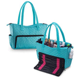 Quilted Shoulder Beauty Bag With Brush Storage Pocket Ideal for Cosmetic Bottles Brushes