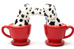 PACIFIC GIFTWARE Kissing Dalmatian Dogs in Tea cup 3.5'' Tall Magnetic Salt and Pepper Shakers Set