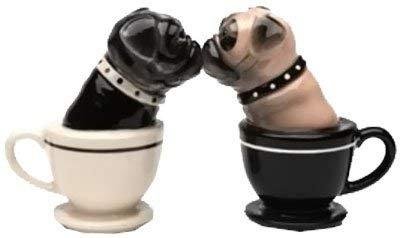 PACIFIC GIFTWARE Tea Cup Pugs Magnetic Ceremic Salt and Pepper Shakers