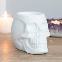 Pacific Giftware White Skull Aromatherapy Oil Burner Wax Warmer Tealight Holder