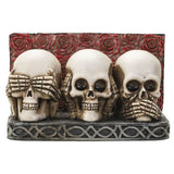 PACIFIC GIFTWARE See Hear Speak No Evil Gothic Skull Business Card Holder for Desk