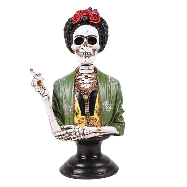 PACIFIC GIFTWARE Day of Dead Rose Smoking Sugar Skeleton Bust Resin Figurin