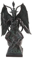 Large Baphomet On Pedestal in Faux Stone Finish Statue