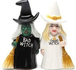PACIFIC GIFTWARE Good Witch and Bad Witch Magnetic Ceramic Salt & Pepper Shakers 8607