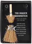 Pacific Giftware Triple Moon Goddess Pentacle Mini Magick Broomstick Lucky Charm in Gift Box 4.33” Tall