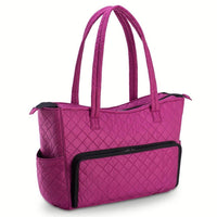 Quilted Shoulder Beauty Bag With Brush Storage Pocket Ideal for Cosmetic Bottles Brushes