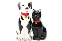 PACIFIC GIFTWARE Dog and Cat Good Friends Magnetic Ceremic Salt and Pepper Shakers