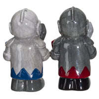 PACIFIC GIFTWARE White And Black Knights Ceramic Salt and Pepper Shakers Set