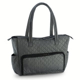 Quilted Shoulder Beauty Bag With Brush Storage Pocket Ideal for Cosmetic Bottles Brushes