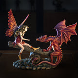 PACIFIC GIFTWARE FairyTate Fairy Red Dragon on the Seesaw Decorative Resin Collectible Figurine Statue