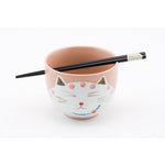 BOTEGA EXCLUSIVE 5 Inches Cat Kitty Pink Ramen Noodle Bowl with Chopstickers Gift Set