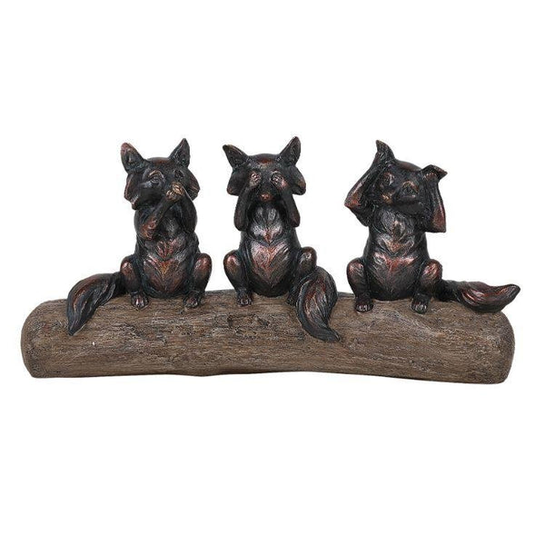 PACIFIC GIFTWARE See Hear Speak No Evil Foxes Perching on Wood Branch Resin Figurine