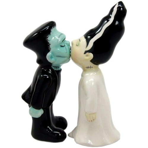 PACIFIC GIFTWARE Zombies Monster and Bride Magnetic Ceramic Halloween Salt and Pepper Shakers