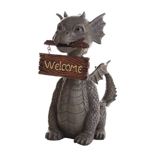 PACIFIC GIFTWARE Welcome Dragon Garden Display Decorative Accent Sculpture Stone Finish 10 Inch Tall