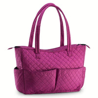 Quilted Shoulder Beauty Bag With Brush Storage Pocket Ideal for Cosmetic Bottles Brushes