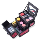 Mini Makeup Train Case 9.5" Aluminum Professional Cosmetic Organizer Box with Mirror