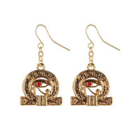 MYSTICA JEWELRY COLLECTION Egyptian Wedjat Golden Pewter Earrings Jewelry- Mystica Collection