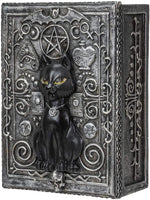 PACIFIC GIFTWARE Fortune Telling Black Cat Reader Design Sculptural Tarot Box Jewelry Trinket Keepsake Fengshui Lucky Talisman Home Accent Decor 5.25"L