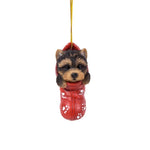PACIFIC GIFTWARE Yorkie Puppy Decorative Holiday Festive Christmas Hanging Ornament