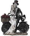 Pacific Giftware Love Never Dies Newly Wed Skeleton Couple Rose Basket Bike Statue 12.2” Tall