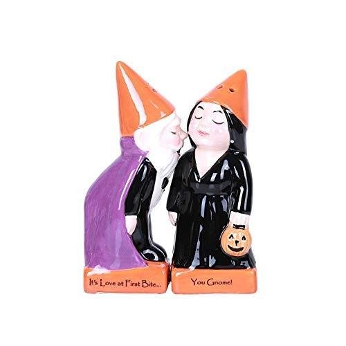PACIFIC GIFTWARE Hugging Halloween Gnomes Magnetic Ceramic Salt and Pepper Shakers Set