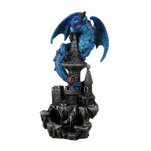 PACIFIC GIFTWARE Small Guardian Dragon Protecting Castle with Rhinestone Rock Crystal Tabletop Decor Collectible Figurine Gift