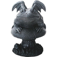 SUMMIT COLLECTION Horned Toad Gargoyle with Wings on Top of Mushroom, Concrete Colored, 5 Inches