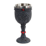 PACIFIC GIFTWARE Celtic Winged Dragon Wine Goblet Chalice Resin Body Stainless Steel Faux Stone