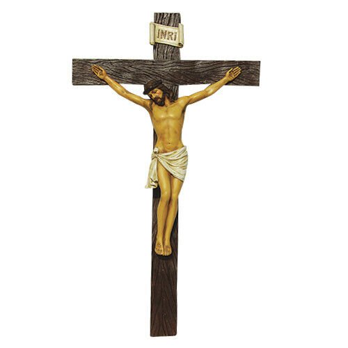 PACIFIC GIFTWARE Jesus on Crucifix Resin Religious  30 Inches Wall Statue Figurine
