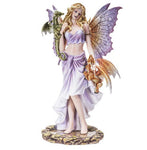 Pacific Giftware Butterfly Fairy Dancing with Dragons in Lilac Two Piece Dress Statue 14” Tall