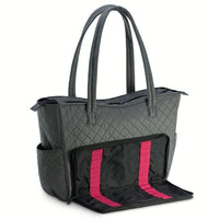 Quilted Shoulder Beauty Bag With Brush Storage Pocket Ideal for Cosmetic Bottles Brushes