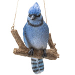 PACIFIC GIFTWARE Hanging Blue Jay Bird Perching on Branch Resin Figurine Sculpture