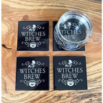 BOTEGA EXCLUSIVE Witches Brew Square Ceramic Coasters with Cork Backing (Set of 4)